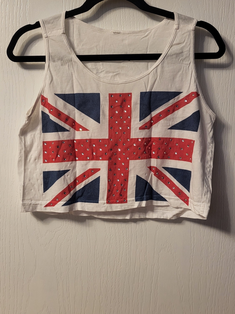 White Union Jack Crop Tank Top